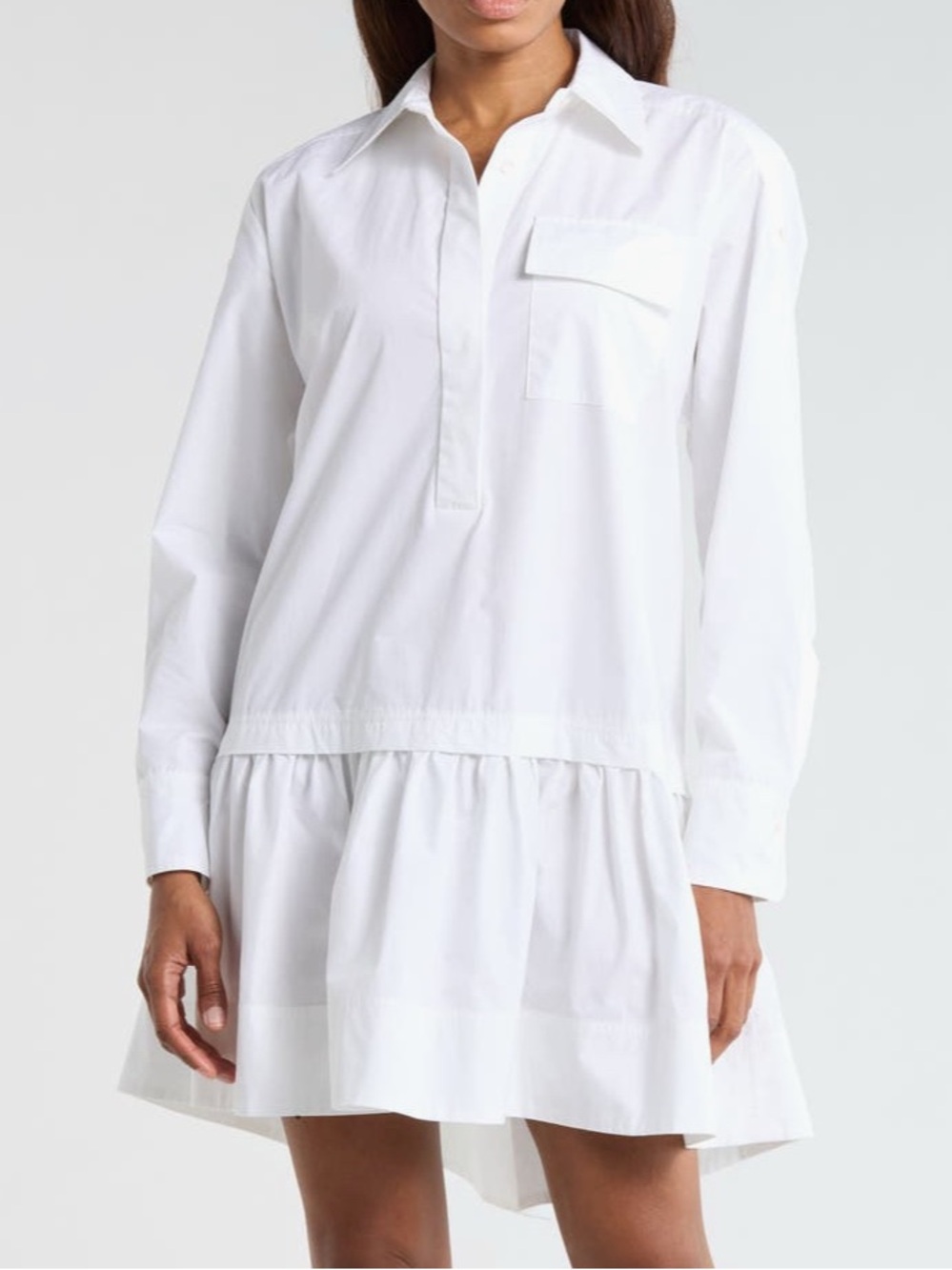 A.L.C.
Brooke Long Sleeve Ruffle
Cotton
Shirtdress
Color: White
Size XS
